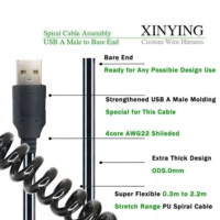 Kabel USB Spiral Kustom |   Kabel 4-Core AWG22 Berisolasi PU Ekstra Tebal OD 5.0mm untuk Piano Audio Profesional Gitar Kamera