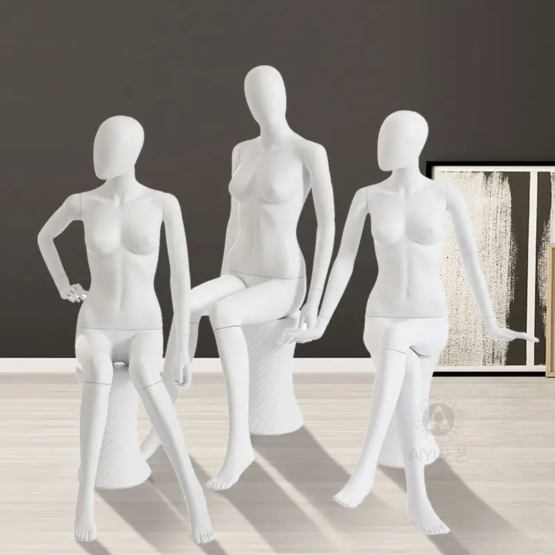 AIYI Manekin Plastik Wanita, Manekin Jendela Tampilan Modern Full Body Kulit Putih