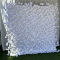 B-FW061 Mur de fleurs artificielles en soie pour mariage, panneau mural floral de 2,4 m x 2,4 m, décoration murale en rouleau de roses