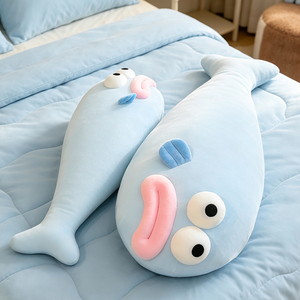 ตุ๊กตาปลาบล็อบฟิชกำมะหยี่สีน้ำเงินนุ่มพิเศษแบบขายส่ง ผลิตตามสั่ง (OEM) พร้อมปากสีชมพู ตาโต ของขวัญสำหรับเด็ก ของสะสม - Product Image 3