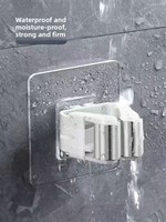 Support auto-adhésif transparent pour balais et serpillères – Solution gain de place pour cuisine et salle de bain – Organisateur domestique