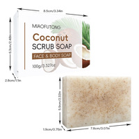 Savon exfoliant artisanal au coco avec nicotinamide, vitamine C et beurre de karité pour éclaircir et exfolier en douceur le visage et le corps, OEM 100g