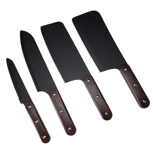Ensemble de couteaux de cuisine noirs résistants à la rouille, petits couteaux à légumes/fruits/désossage/couteaux de chef en acier inoxydable, quatre pièces - Product Image 1