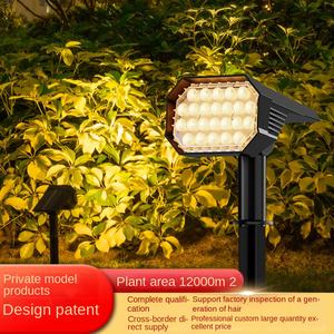 Lampe de pelouse solaire LED étanche transfrontalière IP65 conception enfichable au sol pour la maison jardin extérieur paysage arbre projecteur - Product Image 2