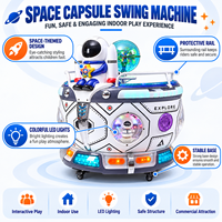 Machine à balançoire pour enfants à monnayeur, équipement de jeu intérieur en forme de capsule spatiale avec construction en plastique et métal