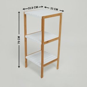 <span class=keywords><strong>Omnia</strong></span> Home Étagère de rangement pour salle de bain en bambou à 3 niveaux Utilitaire multifonctionnel blanc pour salon cuisine Rotation à 3 degrés facile - Product Image 3