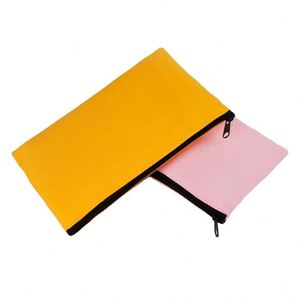 Custom Student School Zipper <b>Canvas</b> Storage Pouches Multi Colors DIY <b>Plain</b> Craft Cosmetic Cotton Pencil Bags - Product Image 3