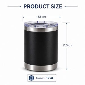 Gobelet isotherme en acier inoxydable de 10 oz avec logo personnalisé, mini-tasse à vin ou whisky isolée sous vide de 10 oz avec couvercle, vente en gros - Product Image 4