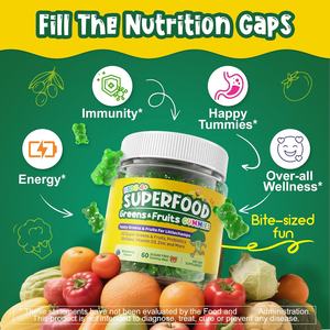 Vitaddiscovery Gommes sans sucre 20 superaliments Suppléments de fibres alimentaires pour enfants Super Greens Fruits et légumes - Product Image 3