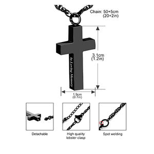 Collana con ciondolo in urna di cenere cremazione con croce nera collana con ciondolo a croce unica per medaglioni di ceneri da uomo - Product Image 2