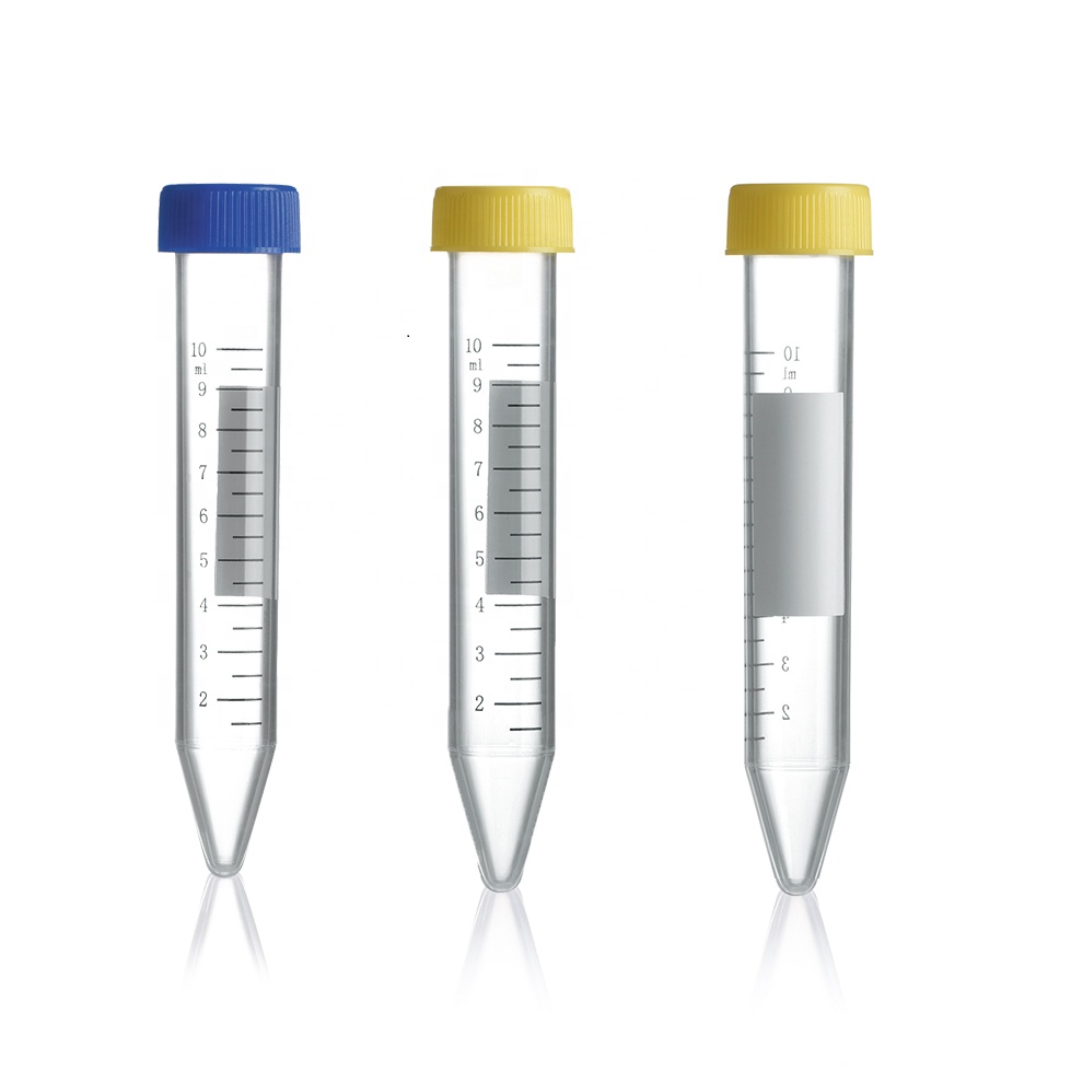 Настраиваемые стерильные медицинские пластиковые конические Градуированные пробирки для центрифуги 10 мл с винтовой крышкой