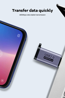 Adaptador USB2.0 480Mbps Micro USB C a Tipo C Macho Hembra, 12W 2.1A, Puerto de 8 Pines para Laptop, Teléfono Móvil, Carga Rápida, Transferencia de Datos
