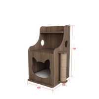 Table de chevet en bois pour chat avec griffoir en sisal, petit lit pour chien, table d'appoint, mobilier pour animaux, panneau multicouche, pour chambre et côté canapé