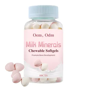 OEM ODM الحليب المعادن مضغ كبسولات هلامية الغذاء الصحية تعزيز نمو العظام الحليب المعادن مضغ لينة كبسولات