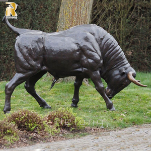 Sculpture de taureau en cuivre grandeur nature décorative extérieure Statue de taureau en bronze à vendre - Product Image 5