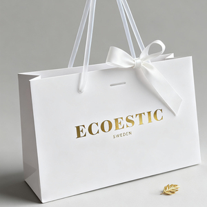 Toptan Lüks Paketleme Çantaları Özel Logo Baskılı Perakende Mücevher Hediye Paketleme Kağıdı Saplı Alışveriş Çantası - Product Image 2