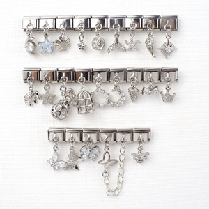 Nueva Serie de Colgantes Modulares Estilo Italiano, Alas Plateadas, Diseño Personalizado, Acero Inoxidable, Zirconia, Diamante, Corazón, Regalo - Product Image 1