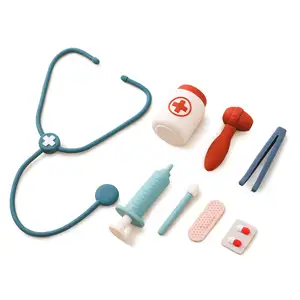 Nuovo Design di brevetto gioco Set medico di approvazione giocattolo per bambini in Silicone Kit medico in Silicone senza BPA Set medico