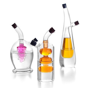 Bouteilles à huile et à vinaigre <span class=keywords><strong>en</strong></span> verre à double couche 2 <span class=keywords><strong>en</strong></span> 1, distributeur de cruettes à huile d'olive, accessoires de cuisine avec bouchons <span class=keywords><strong>en</strong></span> silicone - Product Image 3