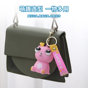 Nouveau grand globe oculaire pincement porte-clés dessin animé Couple Pop yeux dinosaure Dragon porte-clés soulagement du Stress porte-clés jouet mignon Dragon jouet - Product Image 3