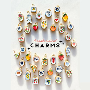 Ручная роспись, эмалевые подвески-шармы, позолоченные, в форме сердца, цветка, фрукта, бабочки, морепродуктов, для самостоятельного изготовления украшений, ожерелий, браслетов, аксессуаров - Product Image 1