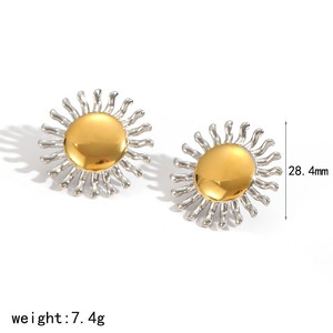 Sun Shaped Stainless Steel <b>Stud</b> Earrings 18k Gold Plated <b>Titanium</b> Steel Fashion Jewelry For Women Geometric Design - Product Image 5