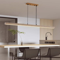 Suspension rectangulaire en travertin nordique pour longue table à manger, îlot de cuisine, lampe suspendue moderne en pierre jaune LED