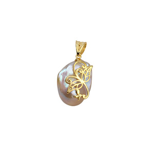 Colgante de Plata 925 Hecho a Mano con Forma de Flor Barroca y Perla de Forma Especial, Collar Femenino DIY, Colgantes Finos Calados - Product Image 5