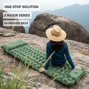Matelas pneumatique imperméable et isolé avec pompe intégrée (Nylon+TPU) 1-2 personnes 4 saisons <span class=keywords><strong>Randonnée</strong></span> Léger Compact Portable Cross - Product Image 2