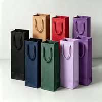 Sac en papier kraft de luxe personnalisé réutilisable à ouverture supérieure pour bouteilles de champagne et de vin, idéal comme cadeau