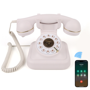 Téléphone <span class=keywords><strong>fixe</strong></span> rechargeable USB-C de style vintage <span class=keywords><strong>avec</strong></span> fonction <span class=keywords><strong>haut</strong></span>-<span class=keywords><strong>parleur</strong></span> et assistant vocal - Product Image 1