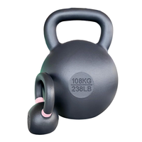 Kettlebell en acier moulé de 108 kg pour hommes, robuste, avec design classique et poignée antidérapante