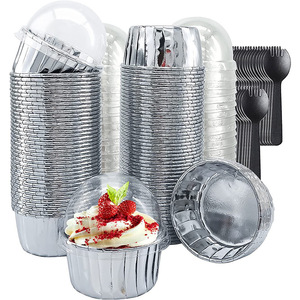 Pirottini di Plastica Usa e Getta per <span class=keywords><strong>Muffin</strong></span>, Stampi Grandi per <span class=keywords><strong>Muffin</strong></span> con Cucchiai, Adatti al Forno, Bianchi con Dettagli Dorati - Product Image 4