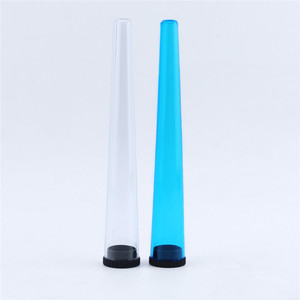 Clear and Blue Plastic Cone Shaped <b>Lighter</b> Case with Black Cap Storage Tube for Rolling Paper Packaging - Product Image 1