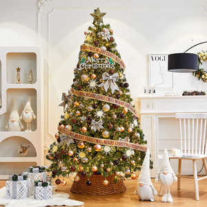 Arbre de Noël en or Maillard avec lumières <span class=keywords><strong>et</strong></span> ornements LED, nouvelle mise à niveau, dense de luxe, ignifuge écologique - Product Image 4