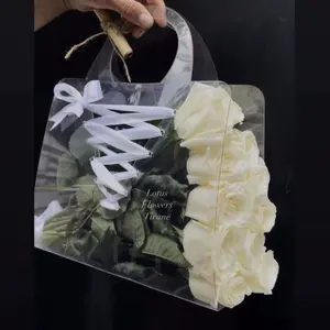 Cadeau de mode fleuriste manchons de transport fleurs imperméables enveloppant des sacs à manches avec ruban