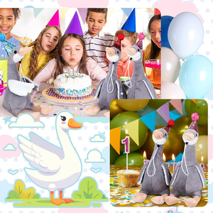 Vente en gros : Peluche personnalisée douce 'Adopt a Silly Goose' en forme de canard gris assis avec petits chapeaux, cadeaux pour fêtes <span class=keywords><strong>d</strong></span>'anniversaire - Product Image 3
