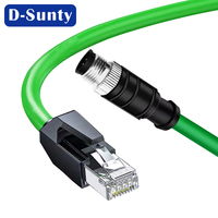 Câble Ethernet IP68 M12 vers RJ45, étanche, blindé EMI, connecteur mâle 4 broches 8P8C, câble réseau industriel 1-100m