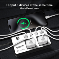 Convertisseur de courant pour voiture haute puissance 200W 12V 110V avec charge rapide USB Type C, prise US pour camping, camping-car, camion