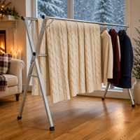 Séchoir à linge pliable en acier inoxydable de type X réglable, séchoir à vêtements portable pour balcon et jardin