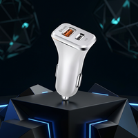 Mini chargeur de voiture USB double QC 3.0 36W Type C à charge rapide pour téléphones mobiles
