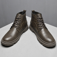 Bottes Montantes pour Hommes, Chaussures Rehaussantes à Talons Invisibles 8CM 6CM, Chaussures à Hauteur Augmentée, Bottines en Cuir Tendance pour Homme, Mocassins Masculins Grandissants