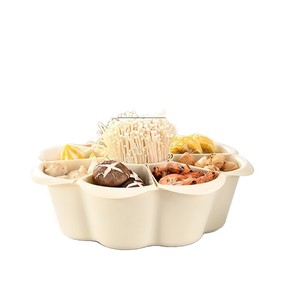 Flower Shape Hot Pot Serving <b>Plate</b> Multi Compartment Drainable Food Preparation Tray Dishwasher Safe Party Use - Product Image 3