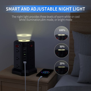 12 AC Multiple Outlets/Power Strip <strong>Tower</strong> with Surge Protector 5 USB Ports and Night Light 10FT <strong>Extension</strong> Cord - Product Image 5