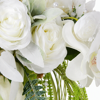 Bouquet de mariée cascade blanc et vert, bouquet de verdure sauvage, thème jungle, bouquet de fleurs artificielles en cascade pour mariage