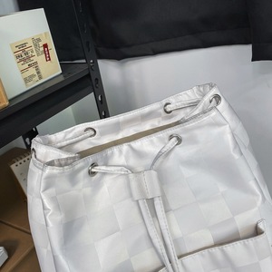 Casual Korean Style Flip Top Student Laptop <b>Backpack</b> <b>Large</b> Capacity Checkered Pattern Trendy Everyday Use Nylon Material - Product Image 4