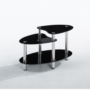 Noir Trois Couches À Manger Ovale Table D'appoint avec Étagères De Rangement pour Salle à manger - Product Image 2