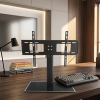 Support de télévision de table réglable en hauteur, support universel pour téléviseur de bureau avec base en verre trempé pour téléviseurs de 32 à 65 pouces