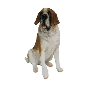 Mallen Hond Sculptuur Realistische Hond Saint Bernard Ornamenten Huisdecoratie Schattige Hars Modern Europa Dier Hond Decor