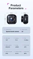 L9 130 °   Caméra d'action grand angle avec objectif rotatif, caméra embarquée, tour de cou magnétique, enregistreur vidéo HD 2K/30fps, caméra sport pour animaux de compagnie